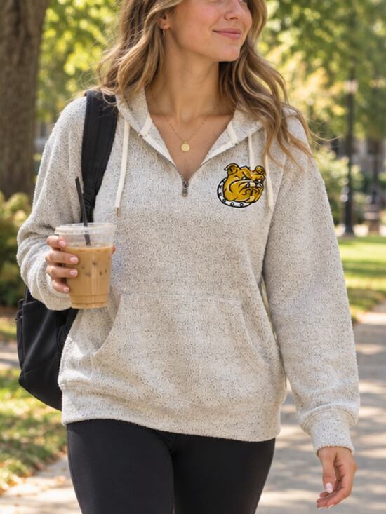 League Collegiate Tops - Original League Collegiate Outfitters Bulldogs Quarter Zip Hoodie M
